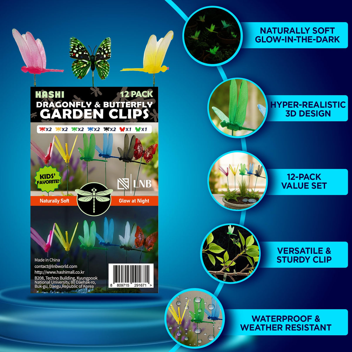 HA SHI butterfly decorative clip adds motion to wind-swept garden corners.