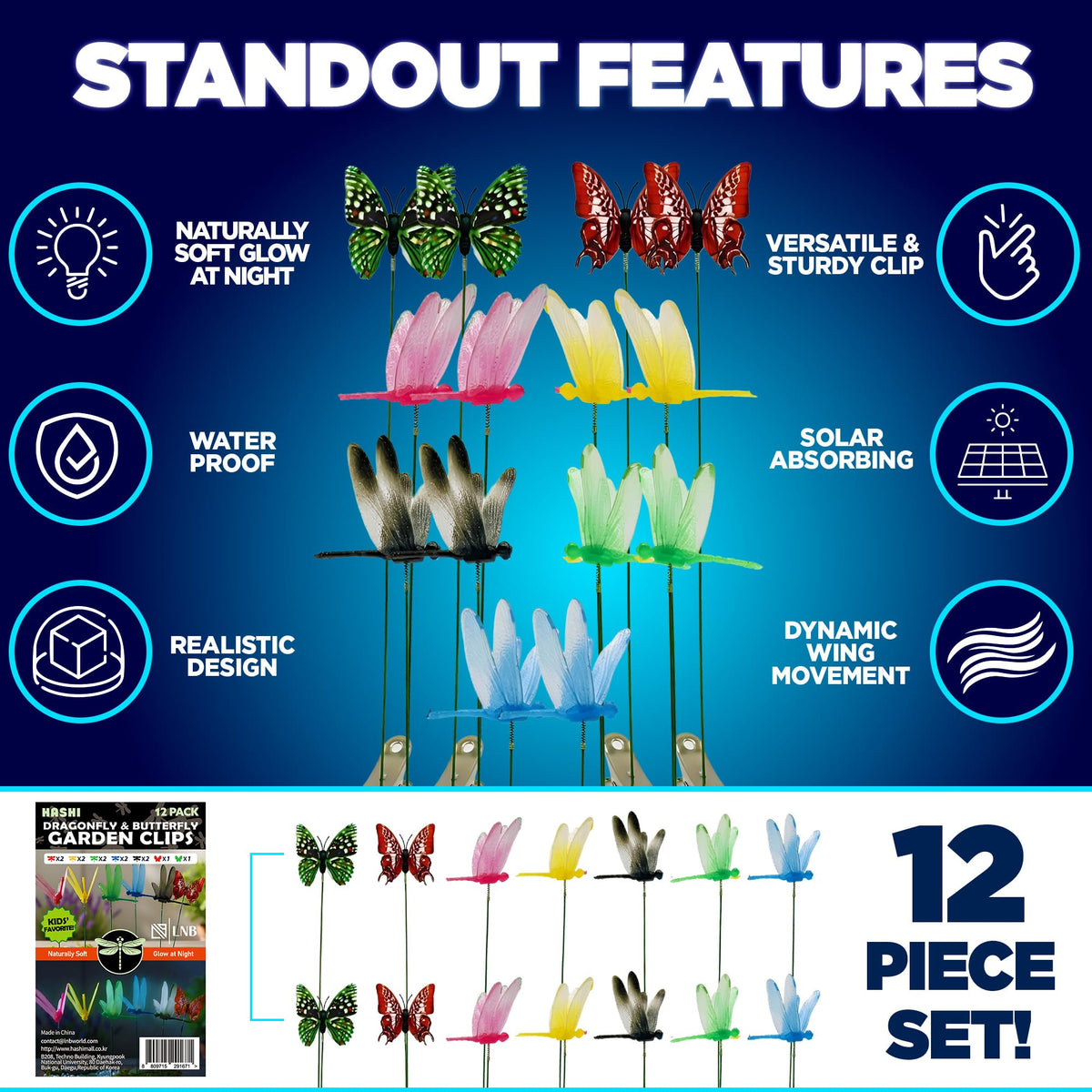 HA SHI butterfly clip with bendable stem for posing among flowers.