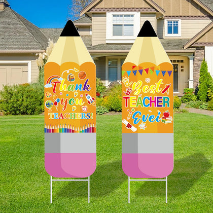 HABDJILTY complete set of teacher signs with stakes for outdoor display.