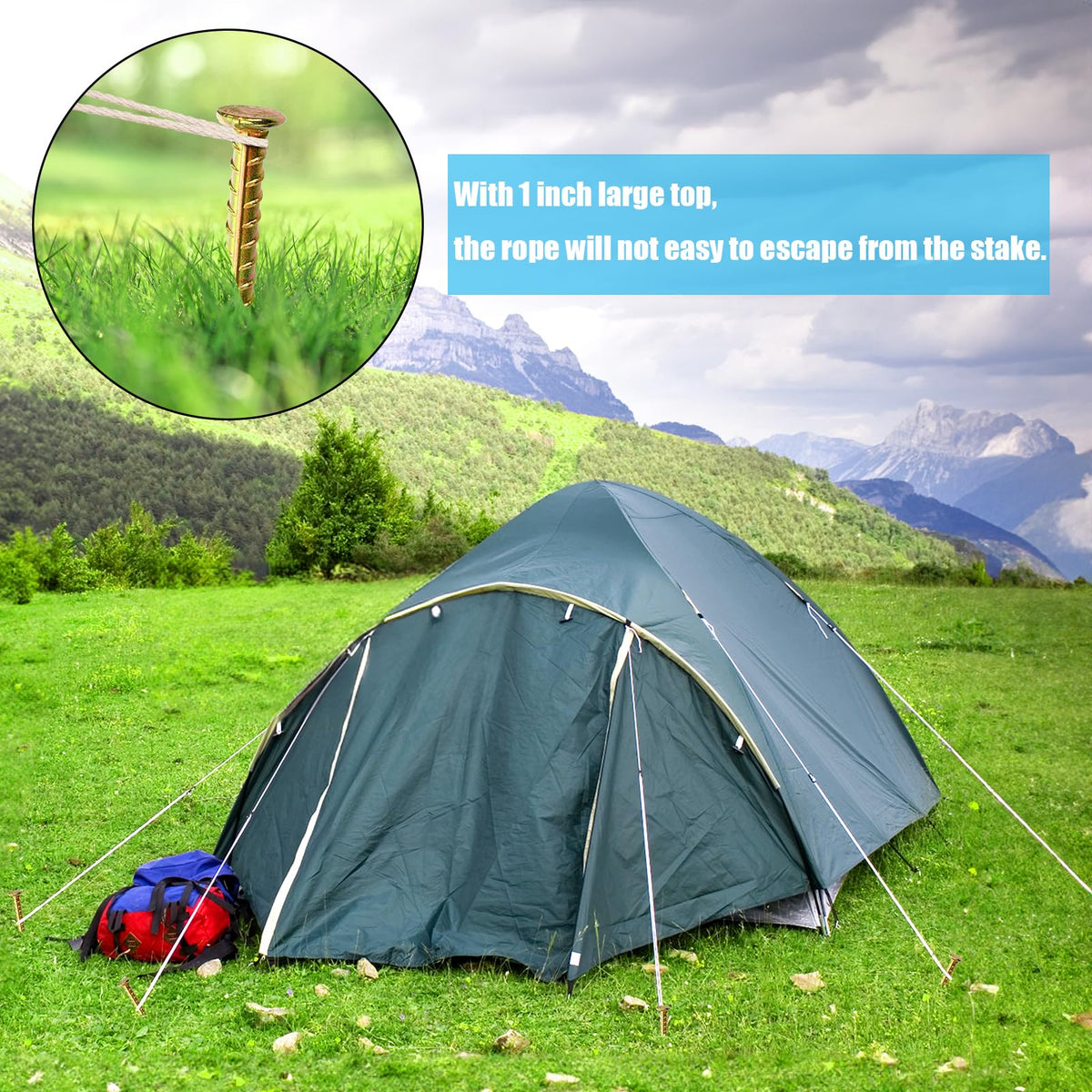 Hacaroa tent-canopy stake in use provides stable shelter setup.