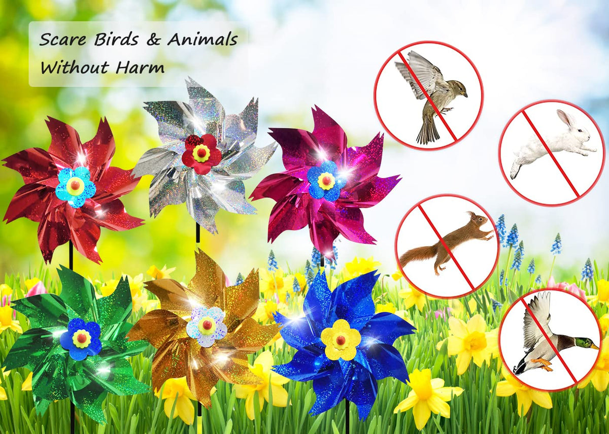 HADEEONG outdoor bird-deterrent garden features a sturdy stake for installation.
