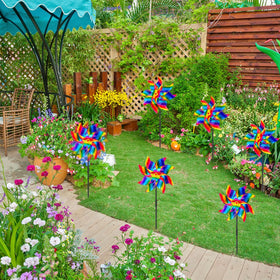 HADEEONG outdoor pinwheels enhance curb appeal with shimmer and motion