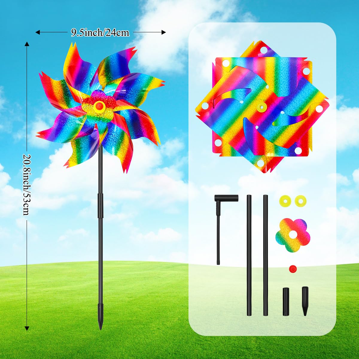 HADEEONG pinwheels assembly video guides quick setup