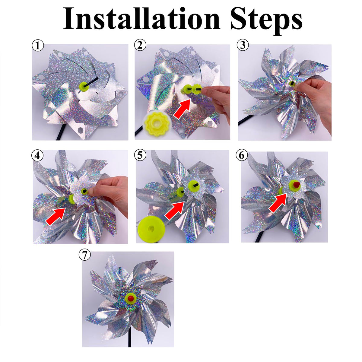 HADEEONG wind spinner sun-rotation demonstrates reflective movement for outdoor visibility.