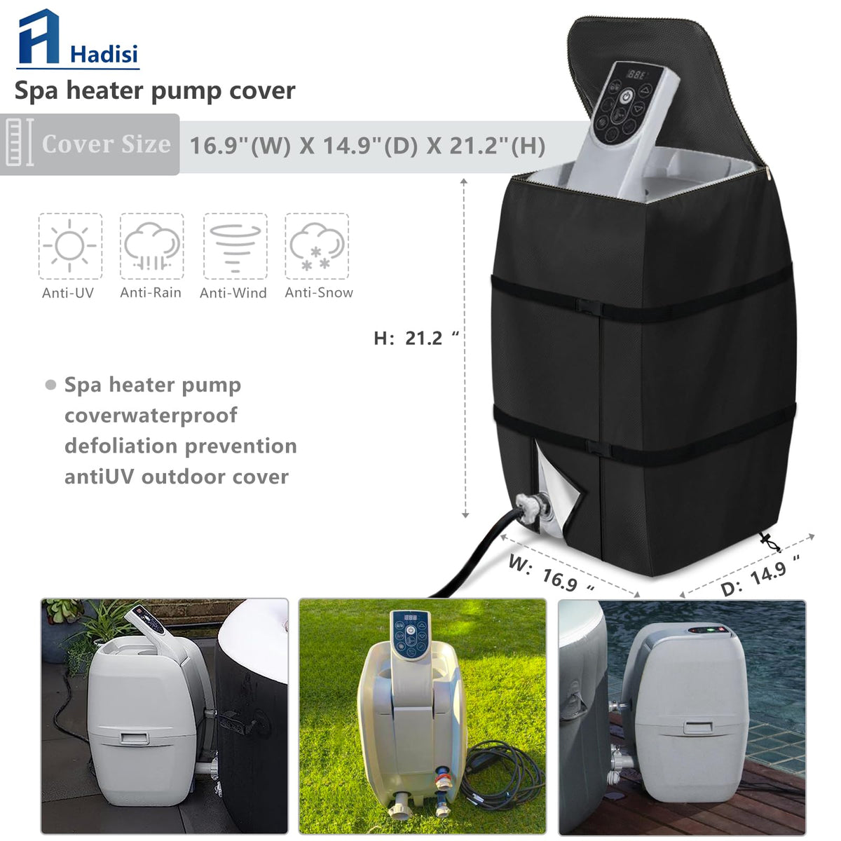 Hadisi insulated pump cover fabric close-up highlighting 600D waterproof material.