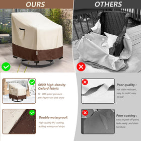 Beige Hadisi chair cover blends with outdoor decor while guarding chairs