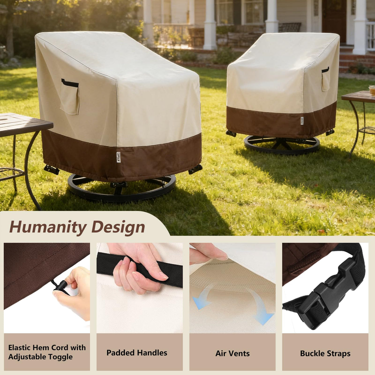 Easy-to-use handles and built-in vents reduce condensation behind the fabric