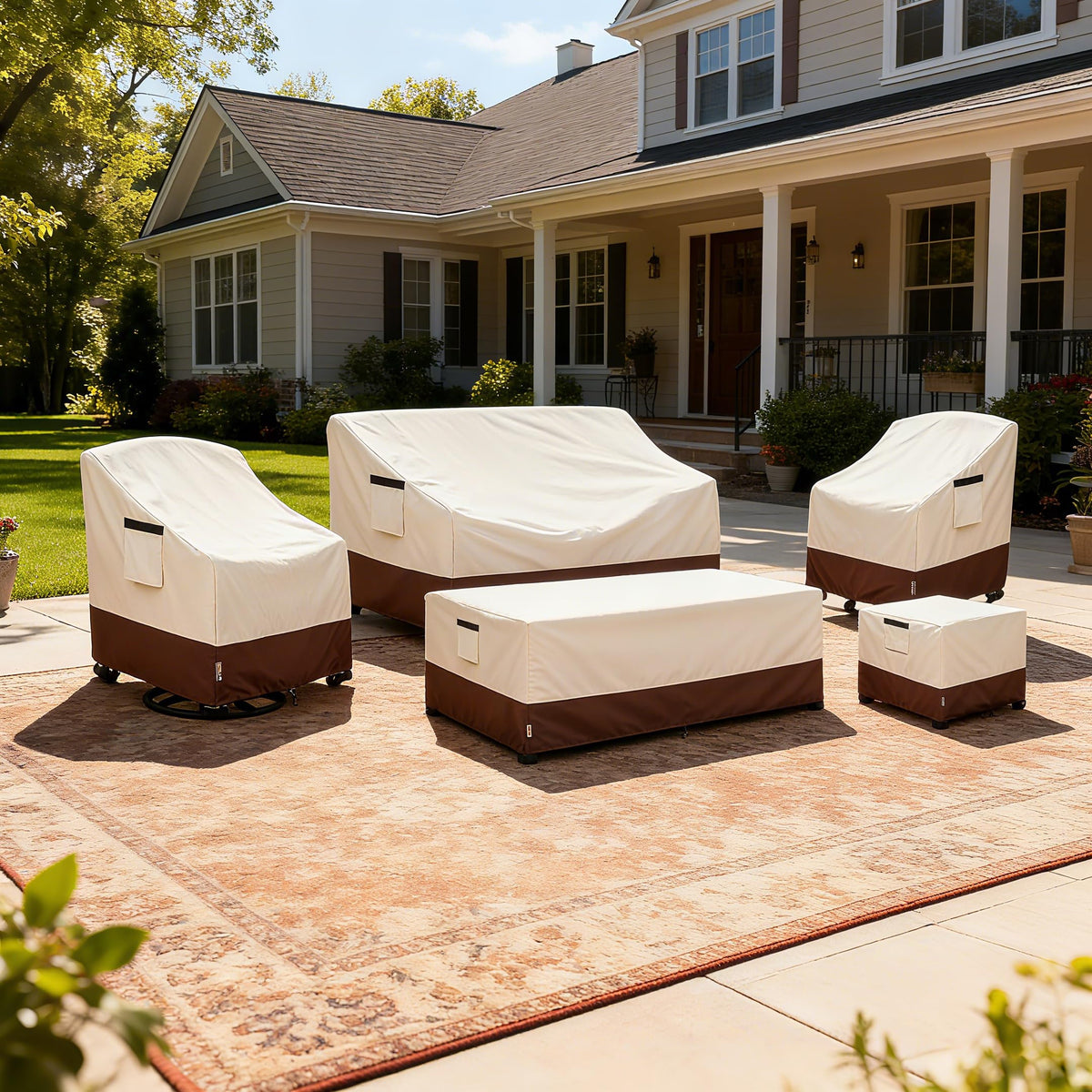 Two-pack Hadisi covers offer durable protection for multiple outdoor chairs