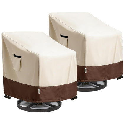 Hadisi patio chair cover in beige protecting an Adirondack or swivel chair from rain