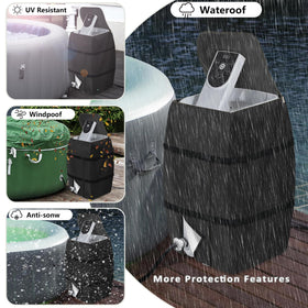 Hadisi spa pump cover side-fit demonstrates snug security around the heater.