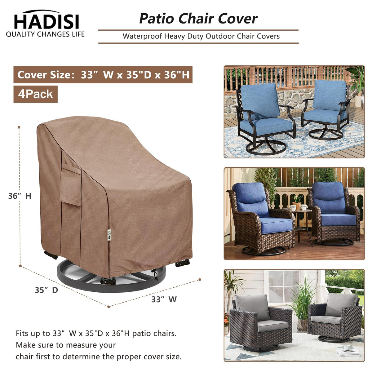 Hadisi windproof bottom corners keep the cover secure during windy days.