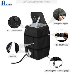 Hadisi windproof pump cover with side buckles for secure outdoor protection.