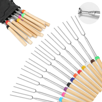 Hadoife marshmallow roasting sticks with wooden handles for safe, even toasting around the campfire