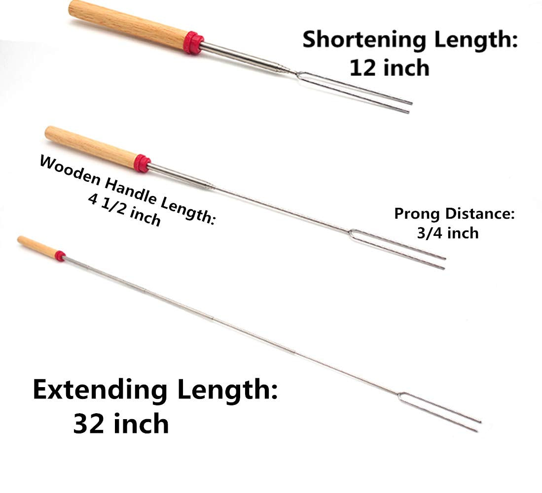 Hadoife telescoping roasting forks extended to 32 inches for safer kid roasting