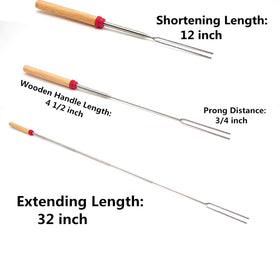 Hadoife telescoping roasting forks extended to 32 inches for safer kid roasting