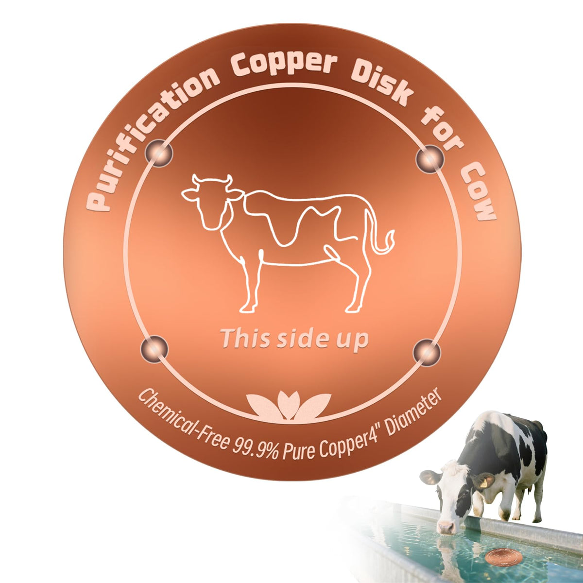 HAEZU copper disk for cattle water trough in 4-inch diameter promotes clearer water.