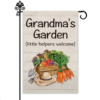 Hafhue Grandma's Garden flag front view showing welcoming design for fall garden spaces