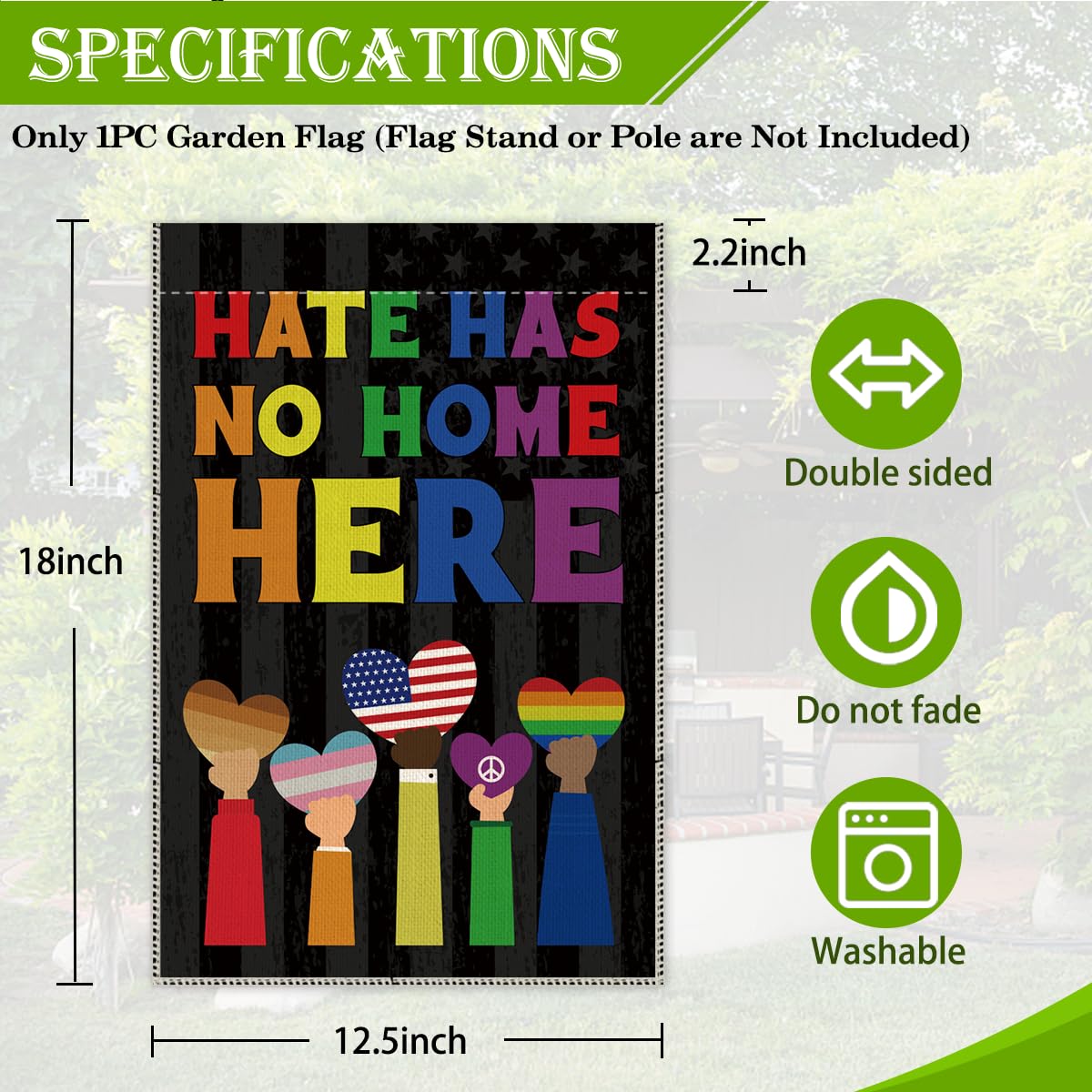 Hafhue Human Rights Justice yard flag, double-sided readability for clear messaging.
