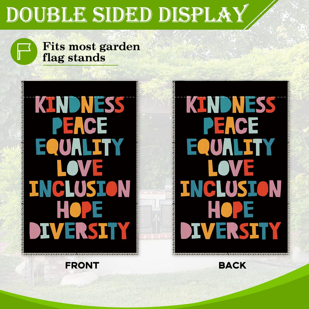 Hafhue flag with top sleeve installs quickly on standard stands