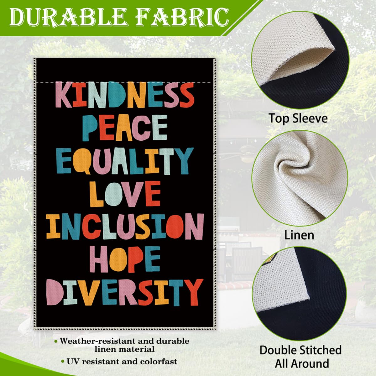 Hafhue Kindness flag decorates the yard with peaceful inclusion vibes