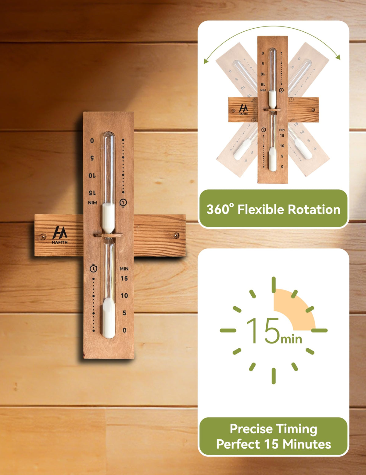 HAFITH heat-resistant glass sauna timer withstands high heat and humidity.