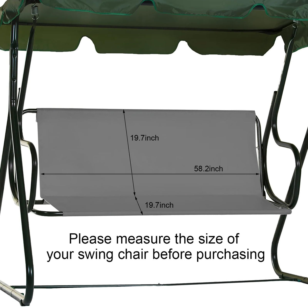 Silver-coated inner layer provides sun protection for the swing cushion.
