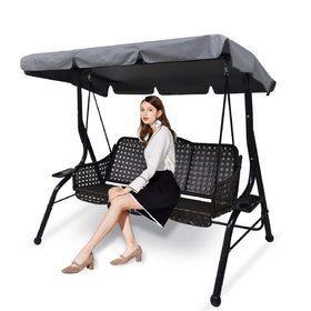 Hagsfire swing chair canopy replacement, small grey, front view with water-resistant fabric