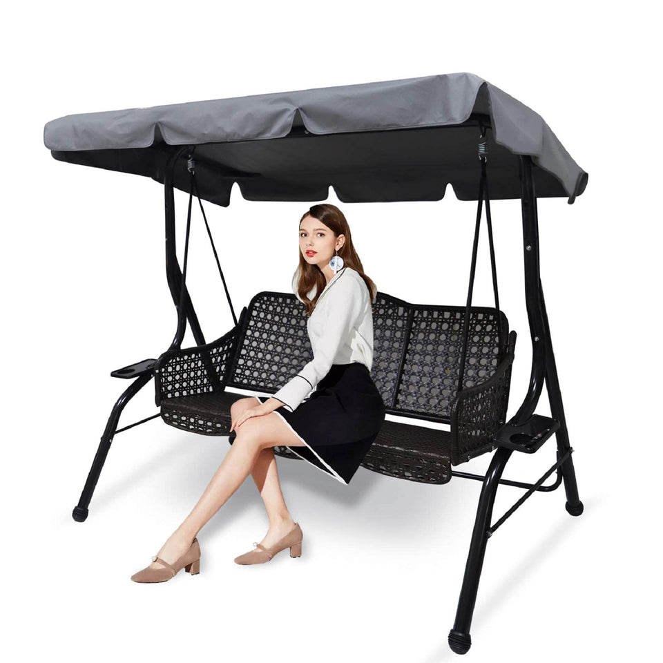 Hagsfire swing chair canopy replacement, small grey, front view with water-resistant fabric