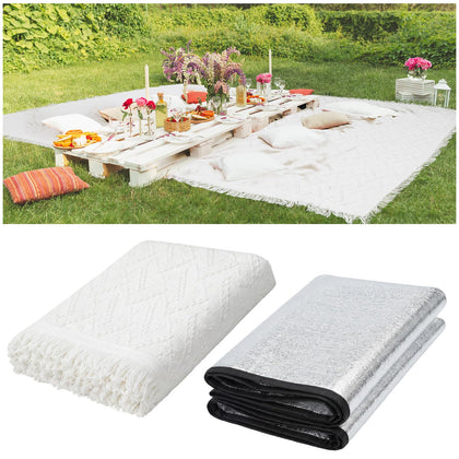 Hahafelt XL picnic blanket 91x71 inches in white for large outdoor gatherings