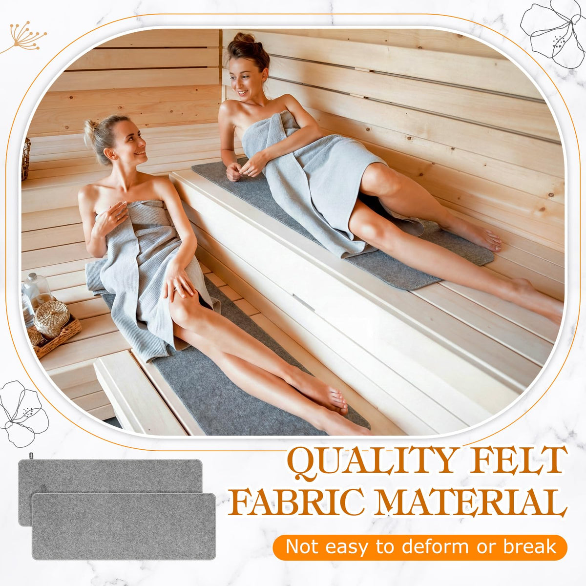 Hahafelt sauna mat moisture-absorption helps feet stay dry.