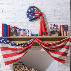 Hahafelt table runner with flag design for holiday meals.