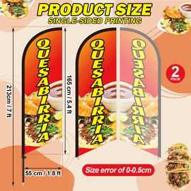 Hahafelt Taco flag banner attracts pedestrians with vibrant red orange colors