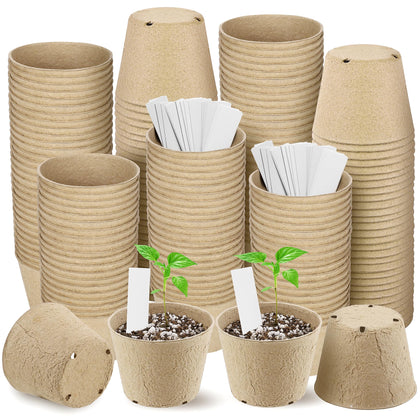 Hahood 4-inch peat pots seed starters with drainage for robust root development.