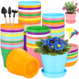 Hahood pink planter pot from the 48-pack with drainage, ideal for seedling starters.