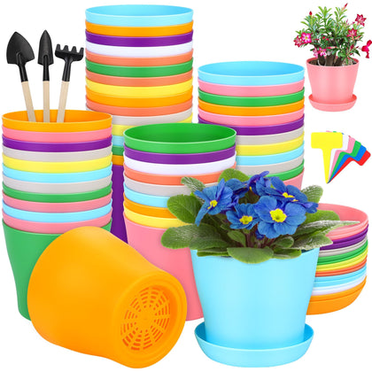 Hahood pink planter pot from the 48-pack with drainage, ideal for seedling starters.