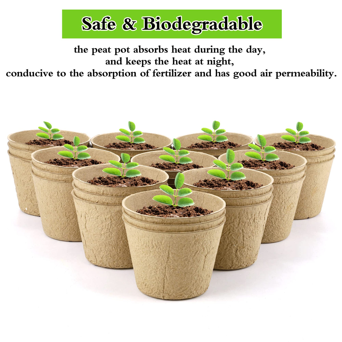 Hahood biodegradable peat pots degrade naturally to enrich garden soil.
