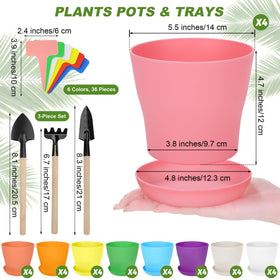 Hahood pots in pink, blue, and green ready for seed starting and display