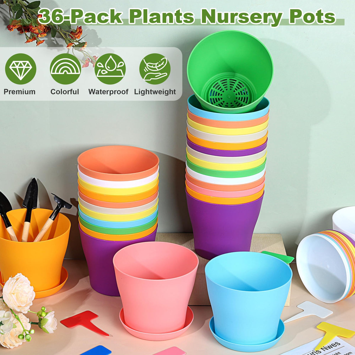 Hahood durable resin plastic pots that stay bright through the seasons