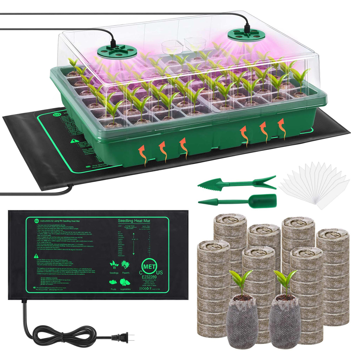 Hahood 48-cell seed starter tray for organized germination and easy transplanting.