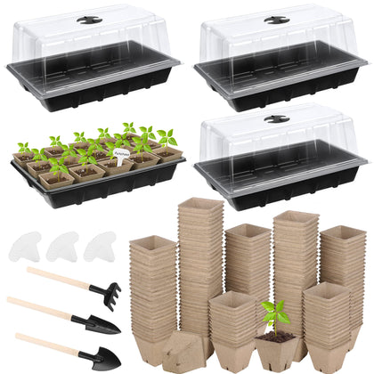 Hahood seed starter tray kit with four trays for organized seedling growth