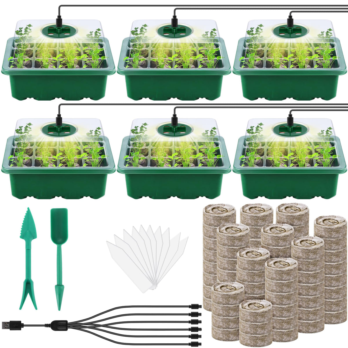 Hahood seed starter tray kit with peat pellets for easy transplanting
