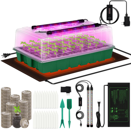 Hahood 40-cell seedling tray with grow lights for uniform germination.