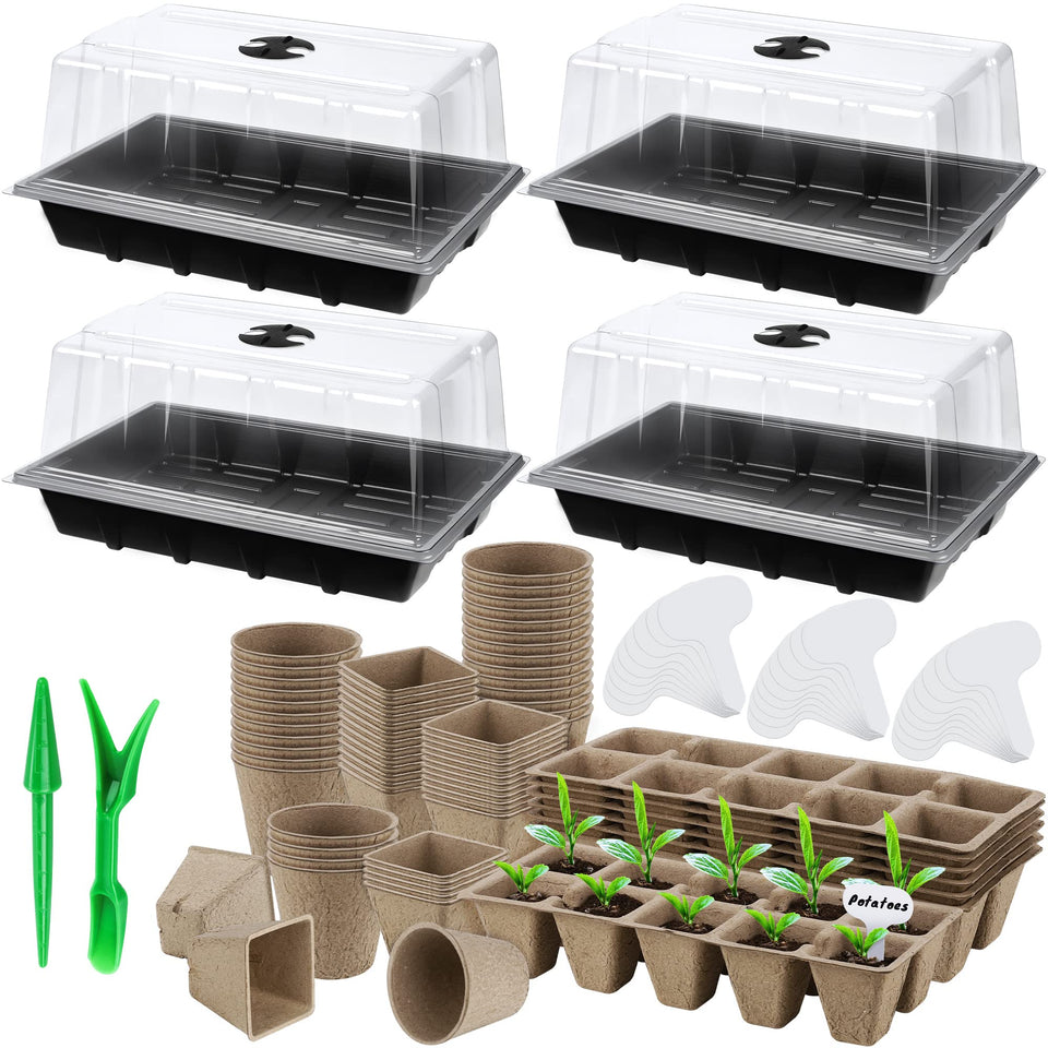 Hahood seedling tray set package shows complete kit for starting gardening.