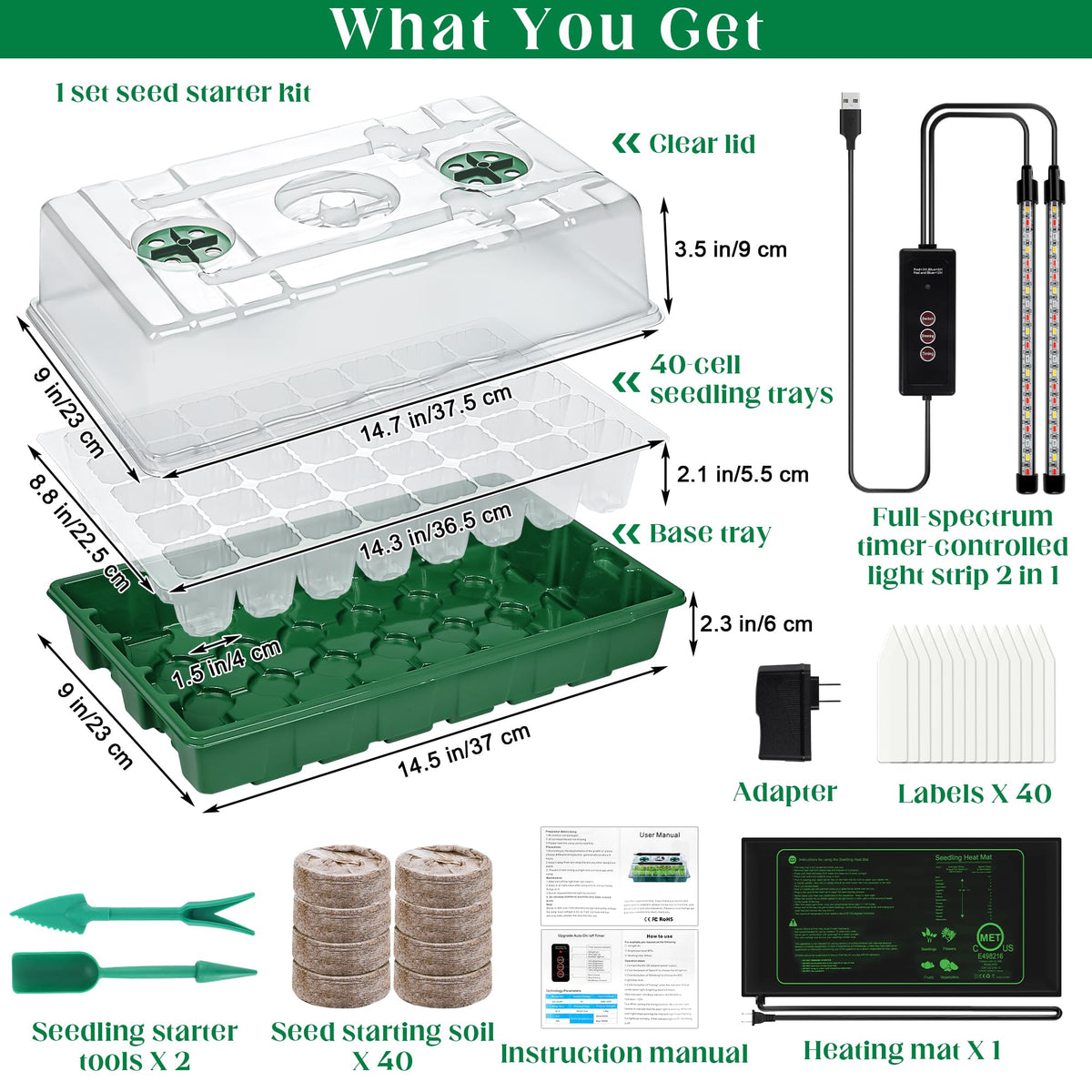 Hahood timer-controlled grow light strip delivering consistent light for seedlings.