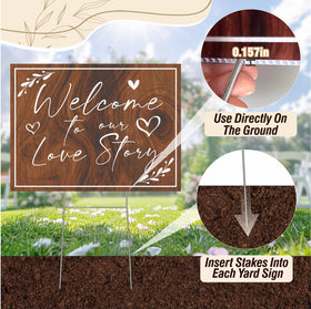 Haiddle welcome signs for indoor tabletop display or outdoor lawn use.