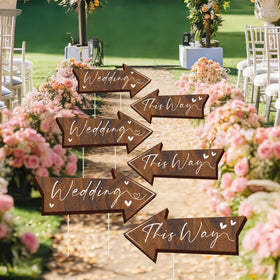 Haiddle lawn yard sign set enhances outdoor ceremony flow and parking guidance.