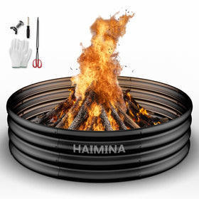 HAIMINA 36-inch fire pit ring for backyard warmth and ambiance.