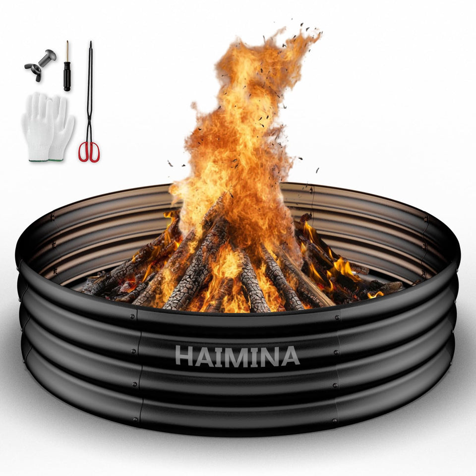 HAIMINA 36-inch fire pit ring for backyard warmth and ambiance.