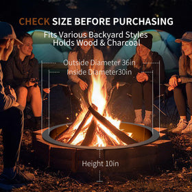 HAIMINA fire pit ring 30-inch inner diameter fits most wood burning pits