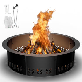 HAIMINA fire pit ring with 36-inch outer diameter for stable outdoor fires
